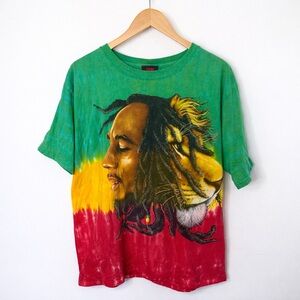 Vintage Bob Marley Zion Rootswear Tee Large Rasta Tie Dye USA Reggae
